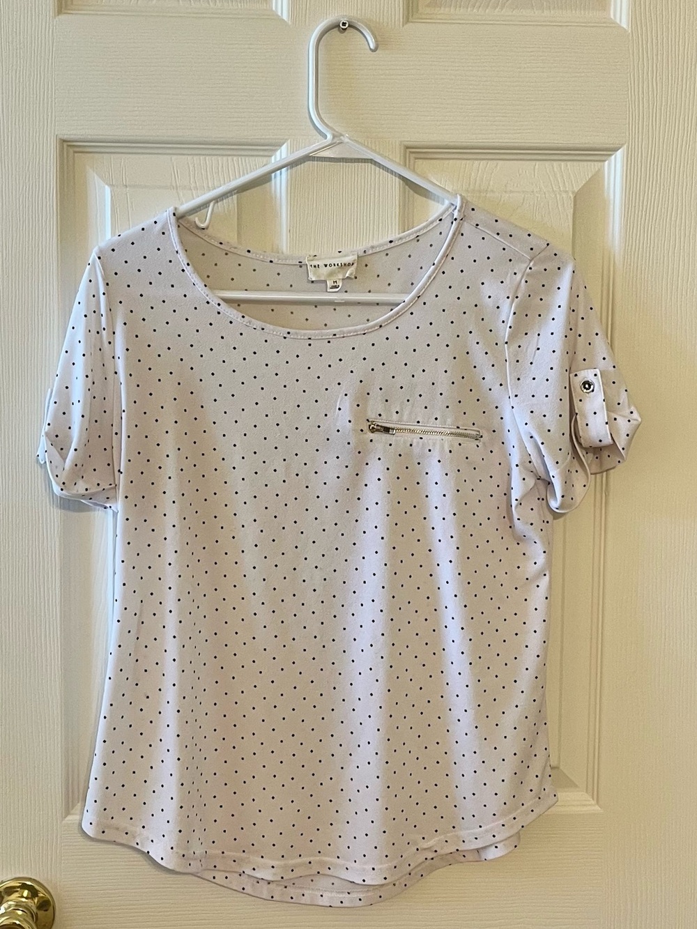 The Workshop Black and White Short Sleeve Polka Dot Top